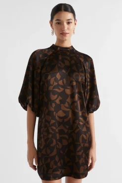 Woman Seed Heritage Dresses-Abstract Mock Neck Mini Dress