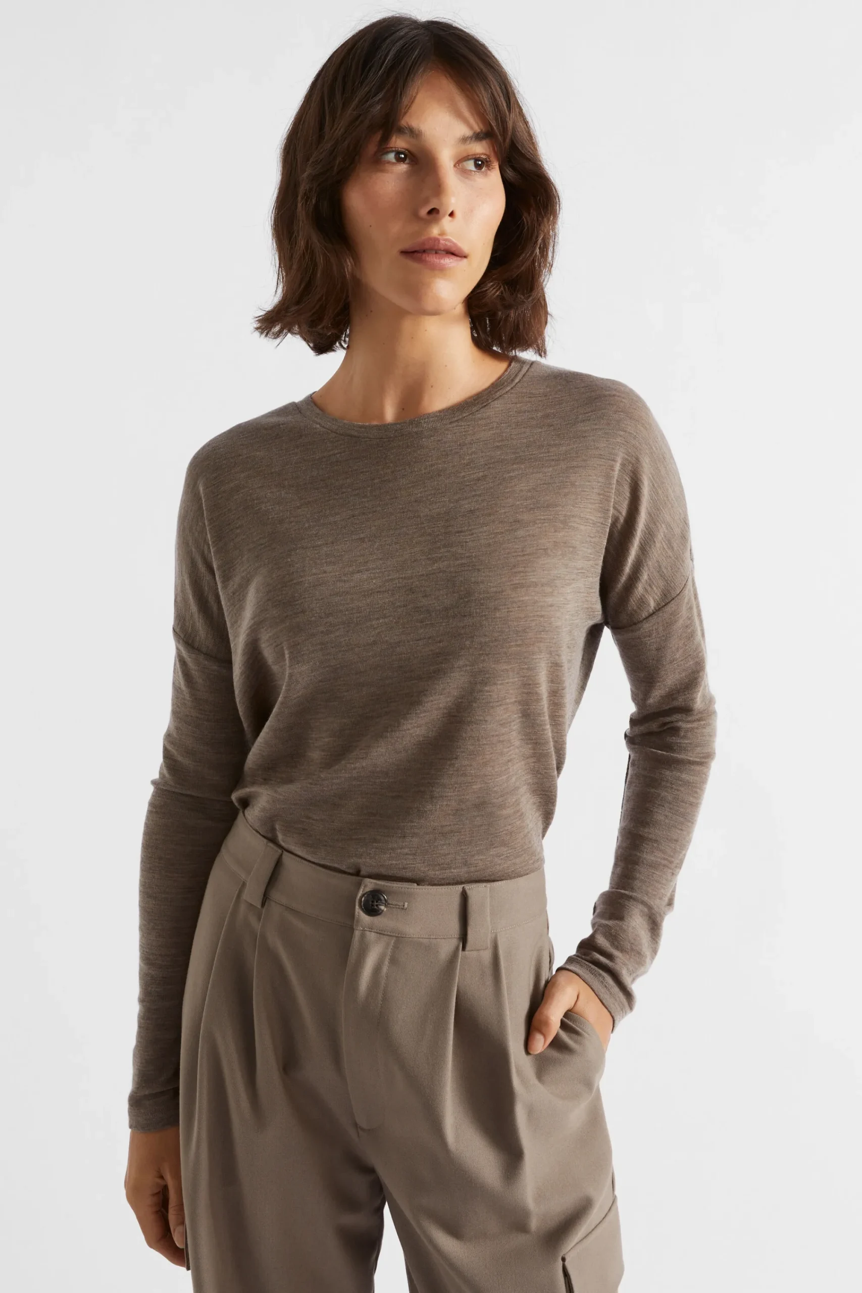 Woman Seed Heritage Knitwear & Sweaters-Babywool Curve Hem Top