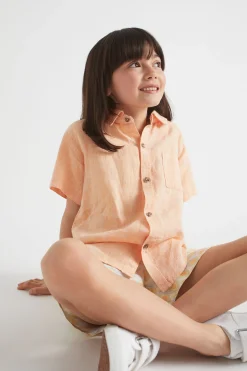 Girl Seed Heritage T-Shirts & Tops-Boxy Linen Shirt