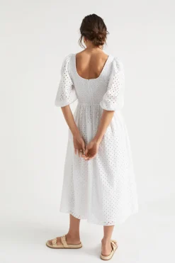Woman Seed Heritage Dresses-Broderie Shirred Midi Dress