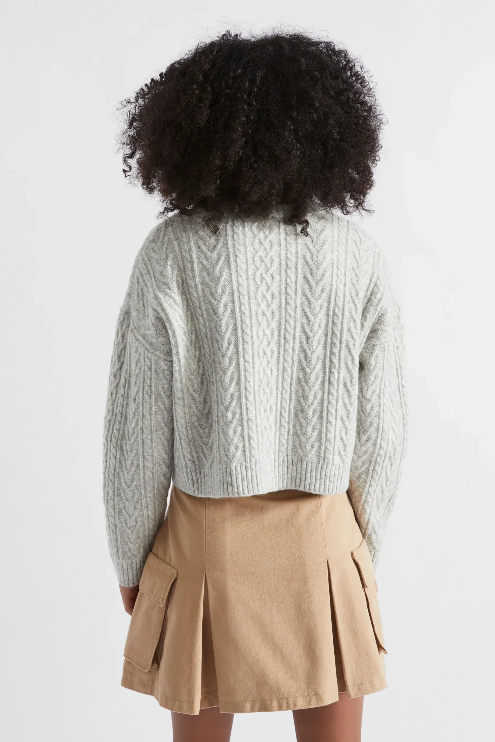 Teen Girl Seed Heritage T-Shirts & Tops-Cable Crop Knit