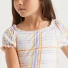 Girl Seed Heritage Swimwear-Check Puff Sleeve Bather