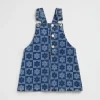 Baby Girl Seed Heritage Dresses-Checked Denim Pinafore