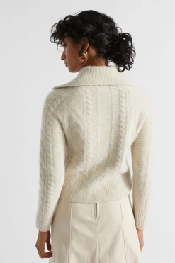 Woman Seed Heritage Knitwear & Sweaters-Collared Cable Knit Cardigan