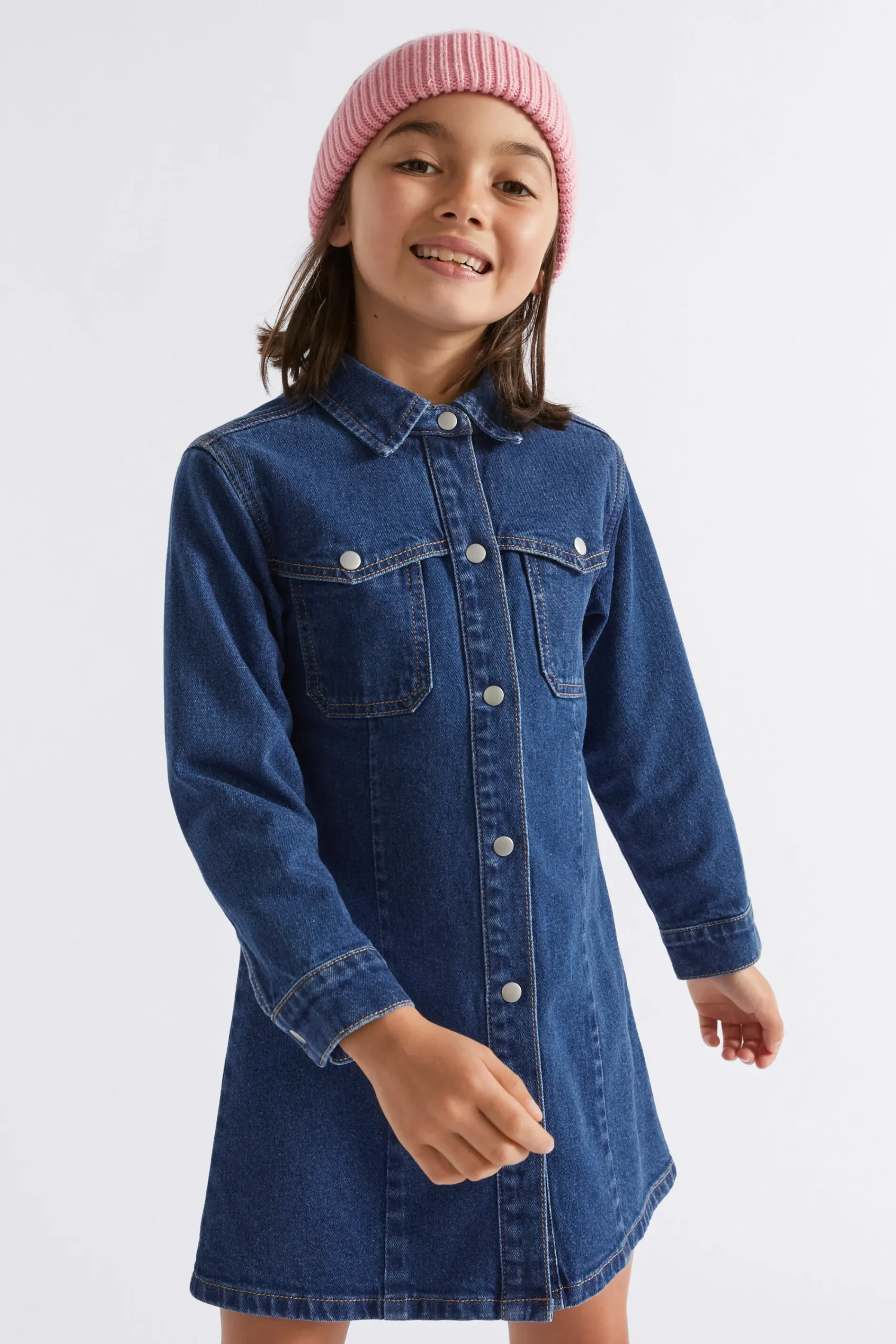 Girl Seed Heritage Denim & Jeans-Collared Denim Dress