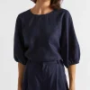 Woman Seed Heritage T-Shirts & Tops-Core Linen Balloon Sleeve Top