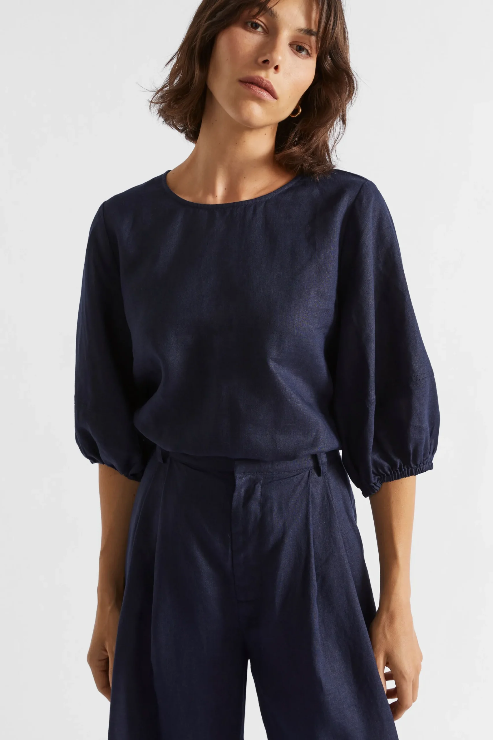 Woman Seed Heritage T-Shirts & Tops-Core Linen Balloon Sleeve Top