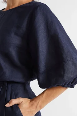 Woman Seed Heritage T-Shirts & Tops-Core Linen Balloon Sleeve Top