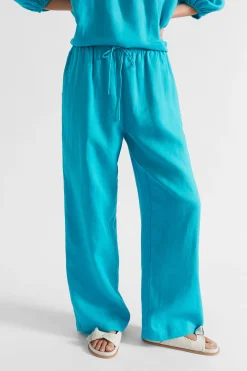 Woman Seed Heritage Pants-Core Linen Wide Leg Tie Pant