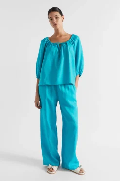 Woman Seed Heritage Pants-Core Linen Wide Leg Tie Pant