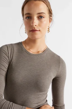 Woman Seed Heritage T-Shirts & Tops-Core Rib Crew Neck Top