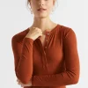 Woman Seed Heritage T-Shirts & Tops-Core Rib Henley Top