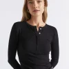 Woman Seed Heritage T-Shirts & Tops-Core Rib Henley Top