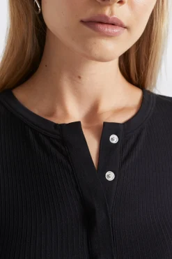 Woman Seed Heritage T-Shirts & Tops-Core Rib Henley Top