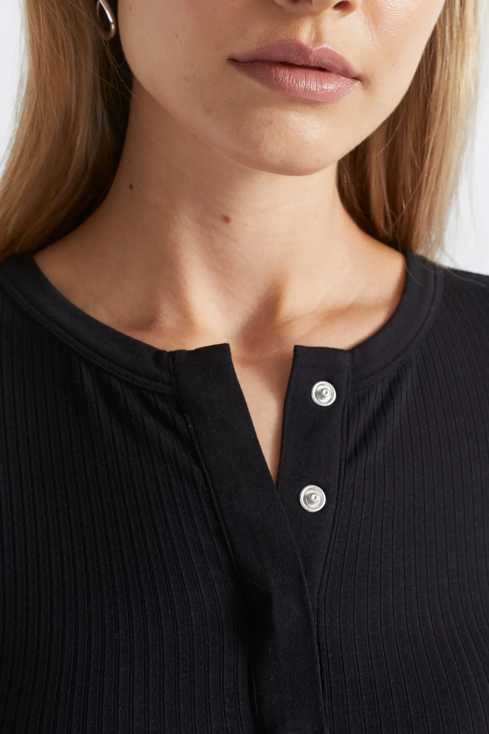 Woman Seed Heritage T-Shirts & Tops-Core Rib Henley Top