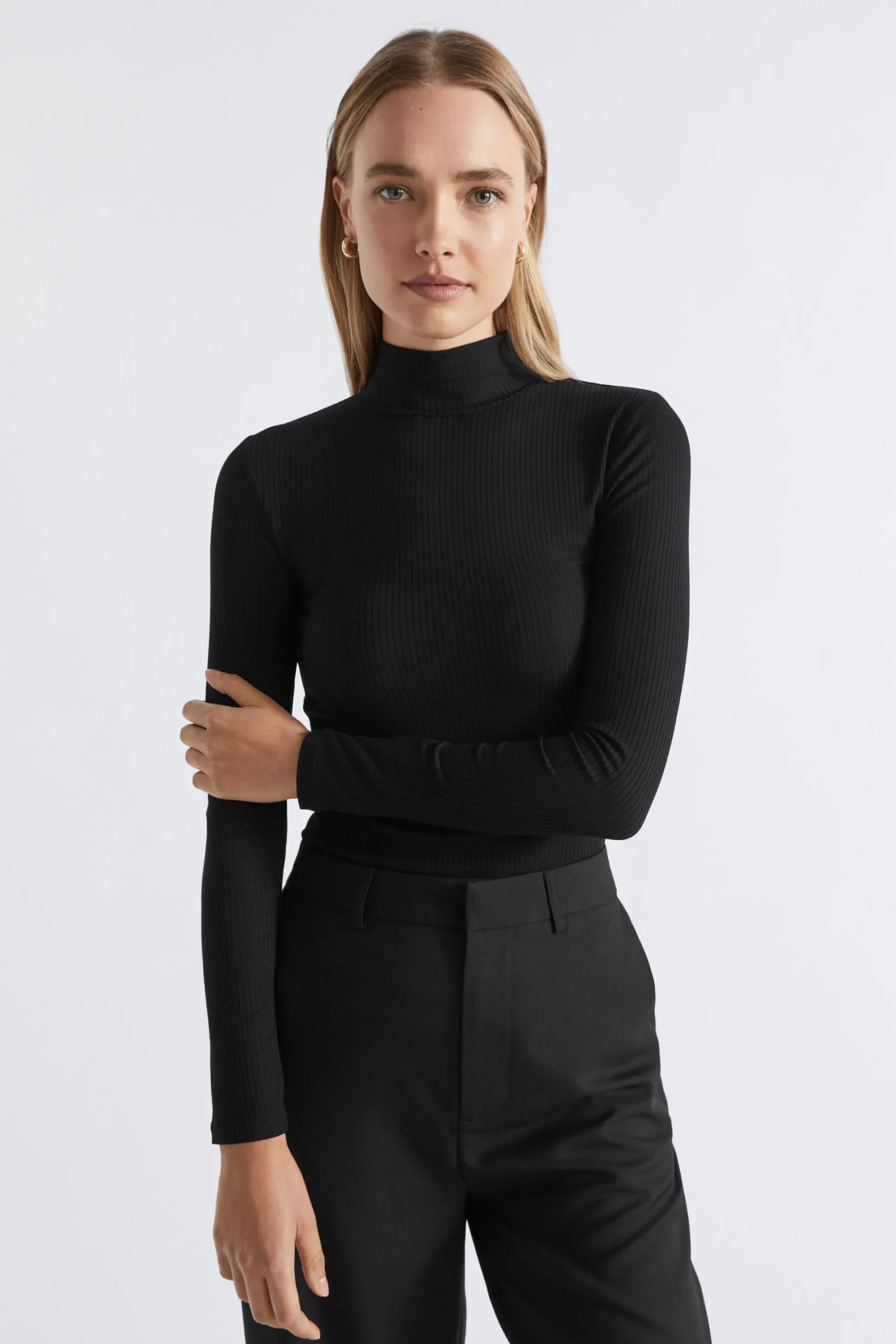 Woman Seed Heritage T-Shirts & Tops-Core Rib Mock Neck Top