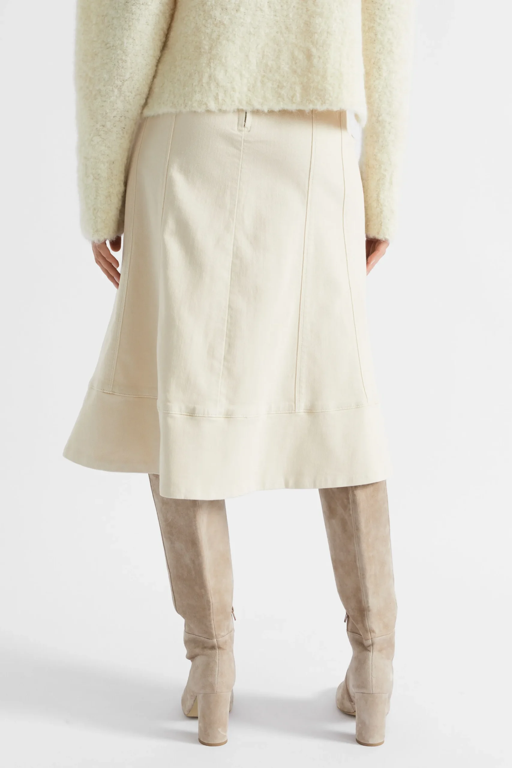 Woman Seed Heritage Skirts-Denim Seam Panel Swing Skirt