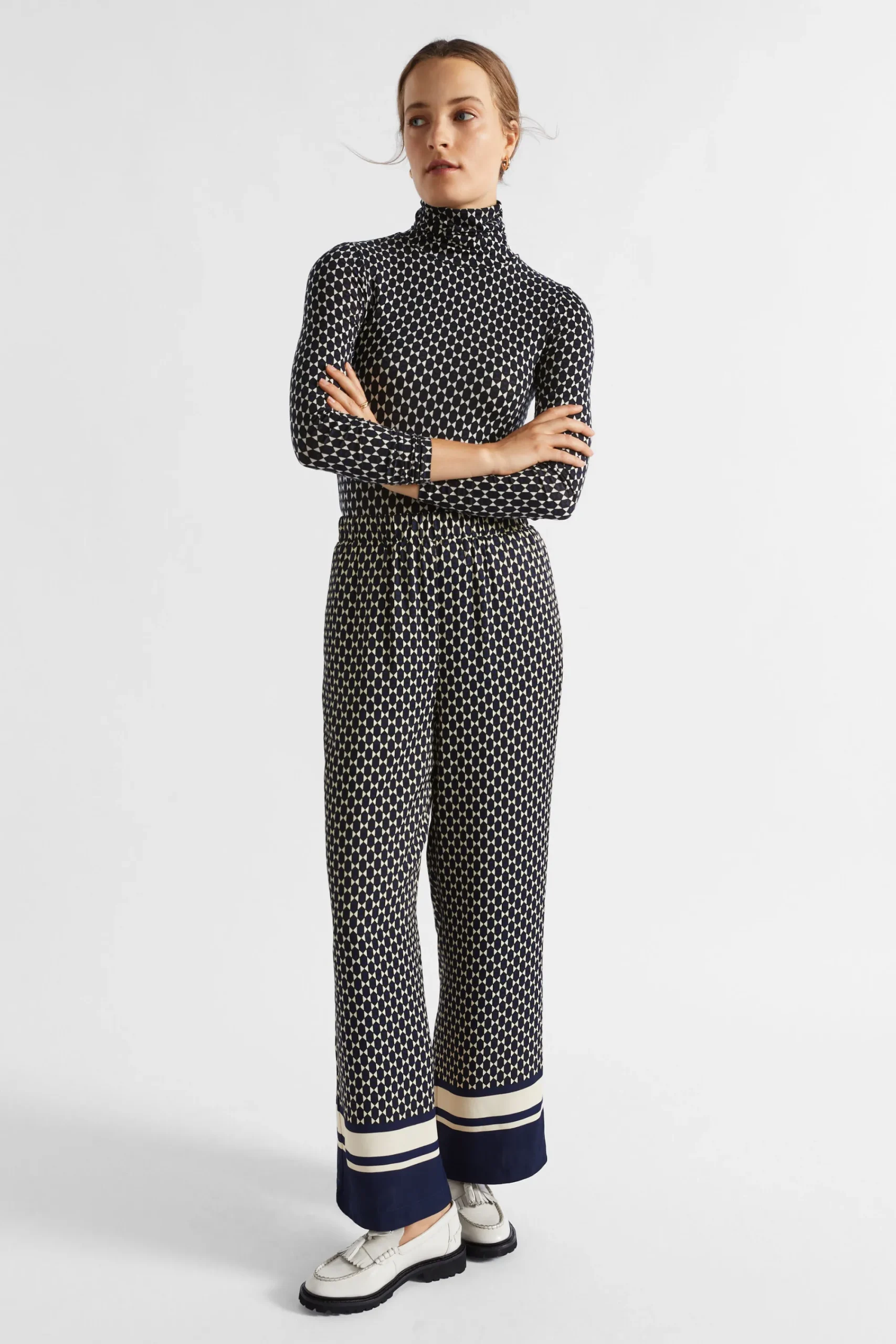 Woman Seed Heritage T-Shirts & Tops-Diamond Geo Roll Neck Top
