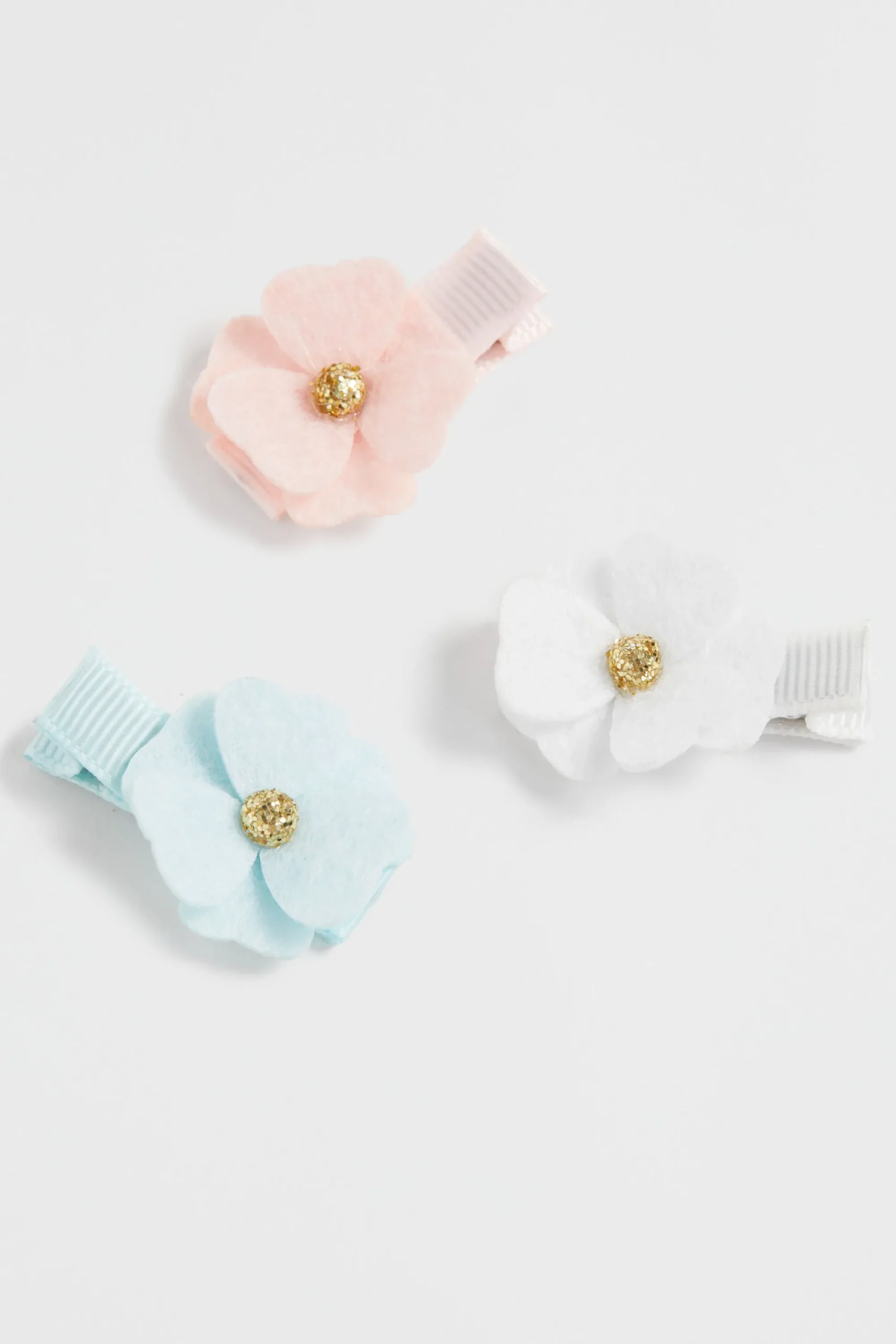 Girl Seed Heritage Hair Accessories-Felt Flower Duck Clip Trio