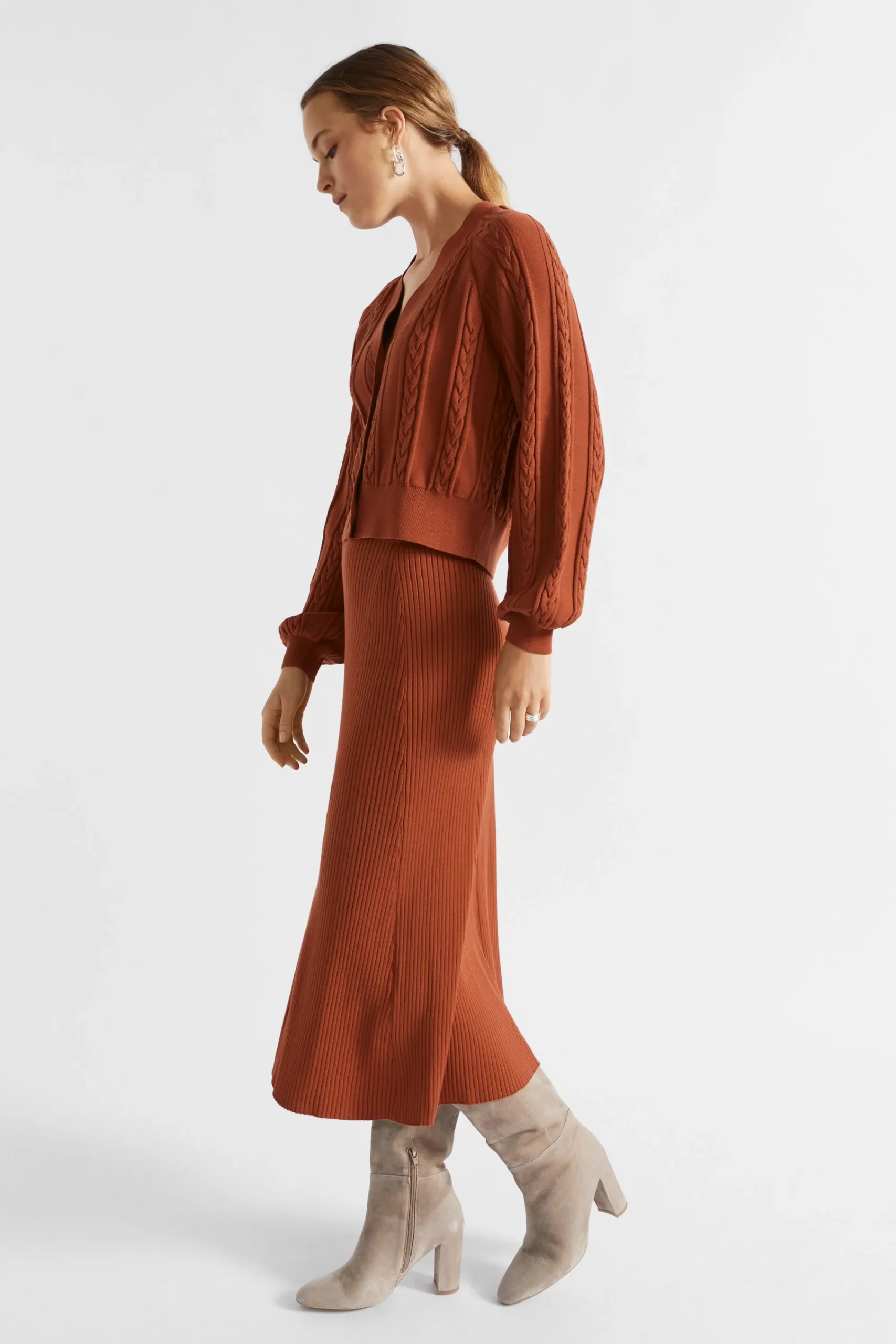 Woman Seed Heritage Skirts-Godet Knit Skirt