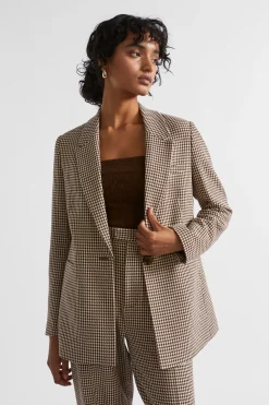 Woman Seed Heritage Jackets & Vests-Houndstooth Blazer