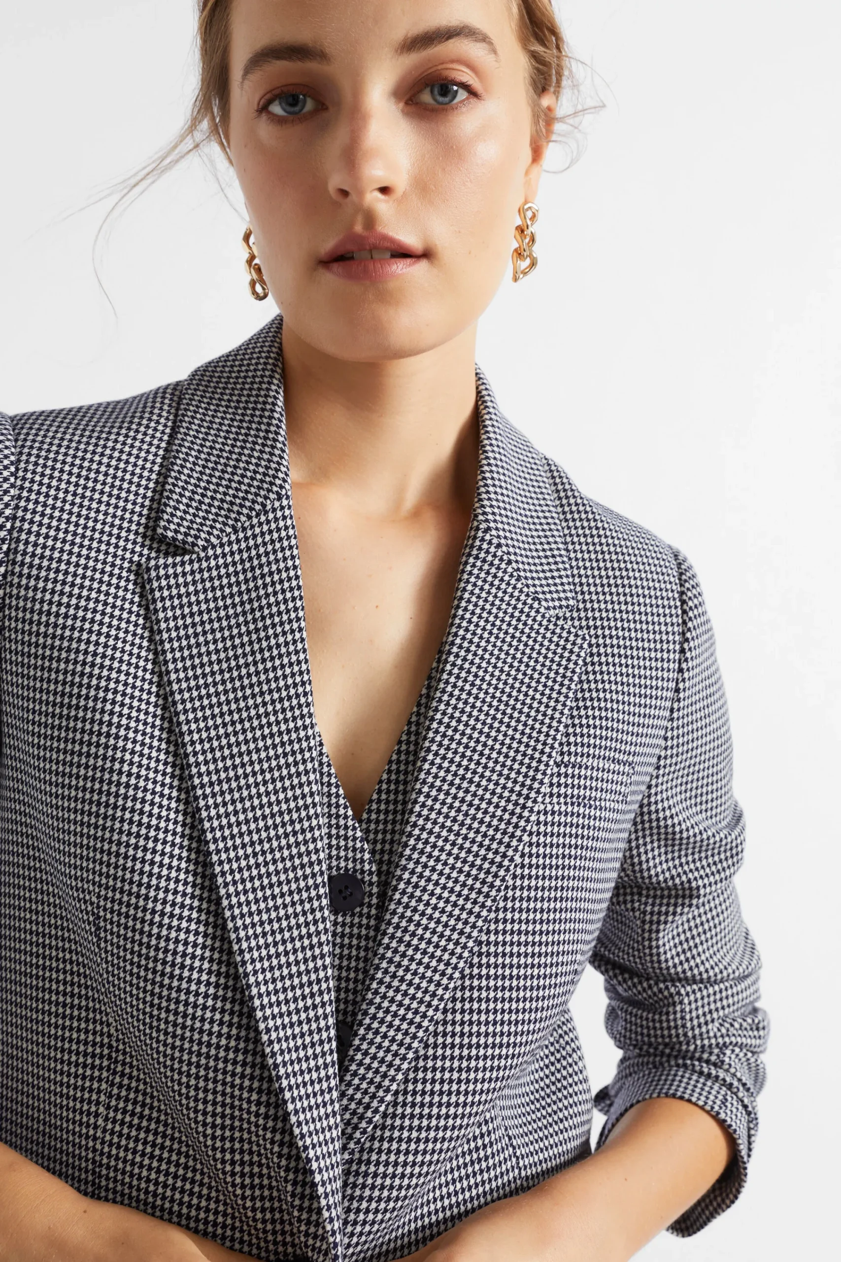 Woman Seed Heritage Jackets & Vests-Houndstooth Blazer