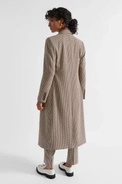 Woman Seed Heritage Jackets & Vests-Houndstooth Longline Suiting Coat