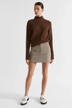 Woman Seed Heritage Skirts-Houndstooth Mini Skirt