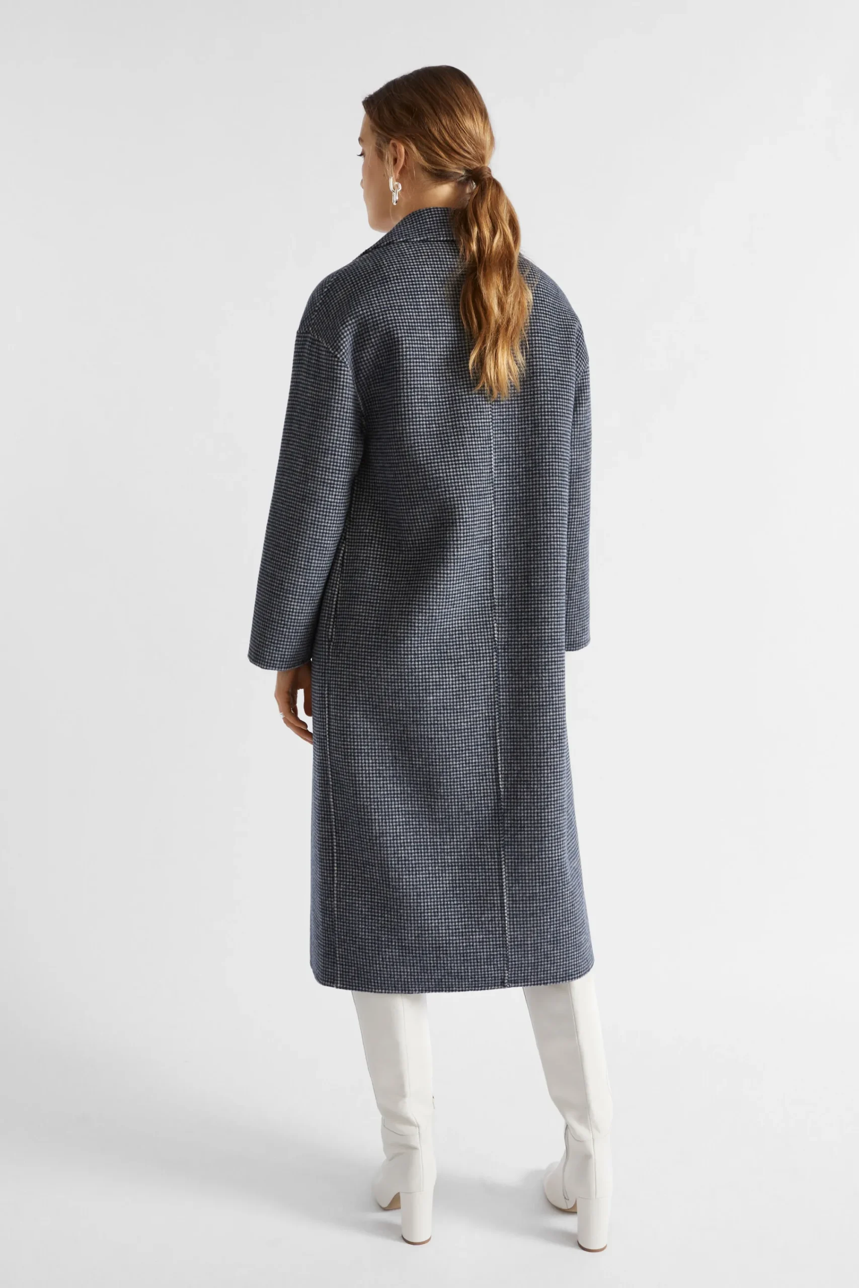 Woman Seed Heritage Jackets & Vests-Houndstooth Oversized Coat