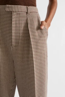 Woman Seed Heritage Pants-Houndstooth Pleat Front Pant