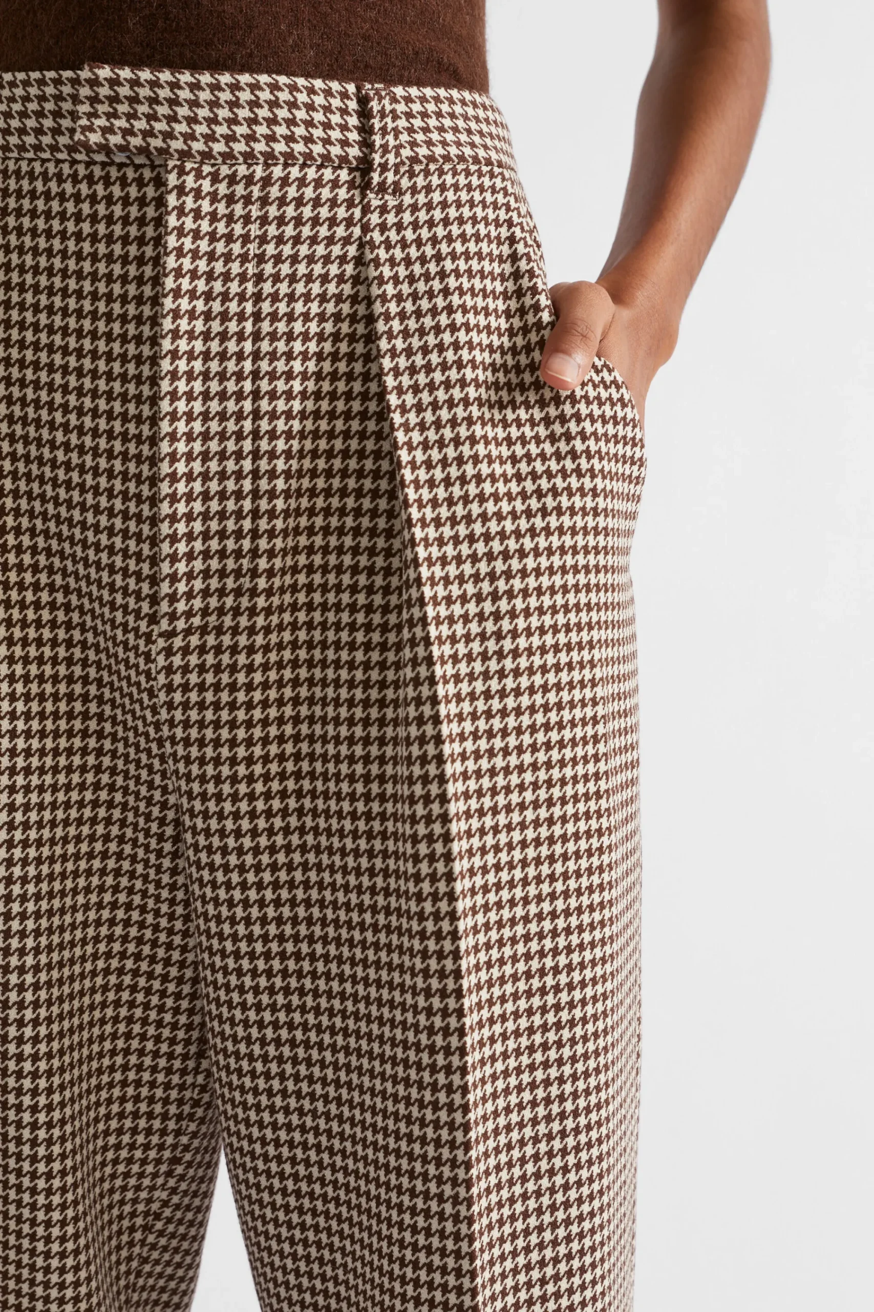 Woman Seed Heritage Pants-Houndstooth Pleat Front Pant