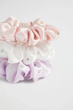 Girl Seed Heritage Hair Accessories-Jewel Satin Scrunchie Trio