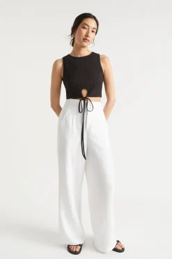 Woman Seed Heritage T-Shirts & Tops-Keyhole Tie Tank