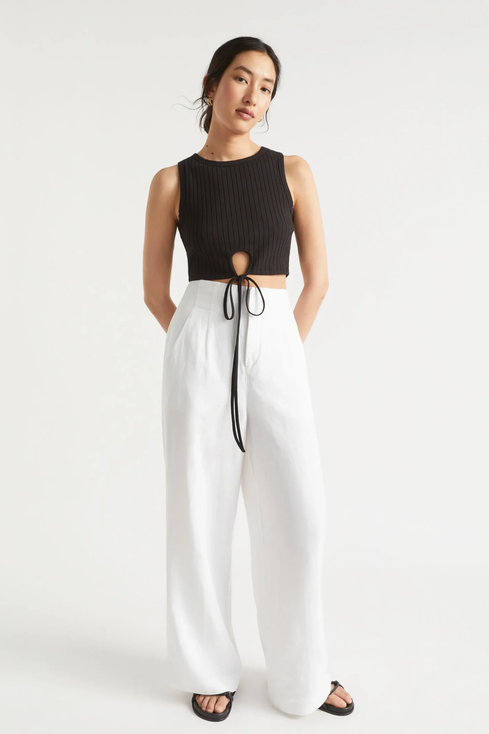 Woman Seed Heritage T-Shirts & Tops-Keyhole Tie Tank