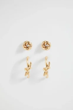Woman Seed Heritage Jewellery-Knot Stud Earring Set