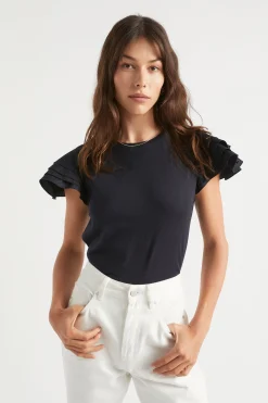 Woman Seed Heritage T-Shirts & Tops-Layered Flutter Sleeve Tee