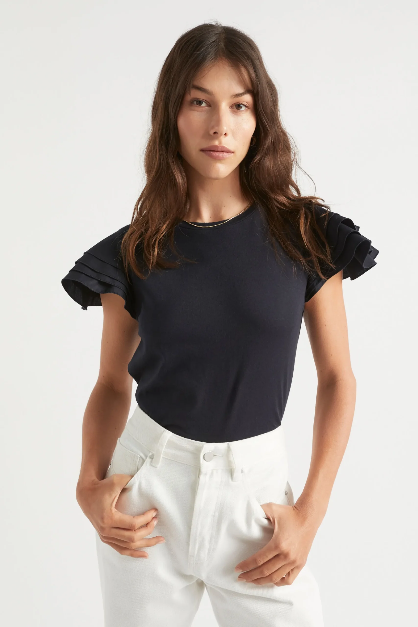 Woman Seed Heritage T-Shirts & Tops-Layered Flutter Sleeve Tee