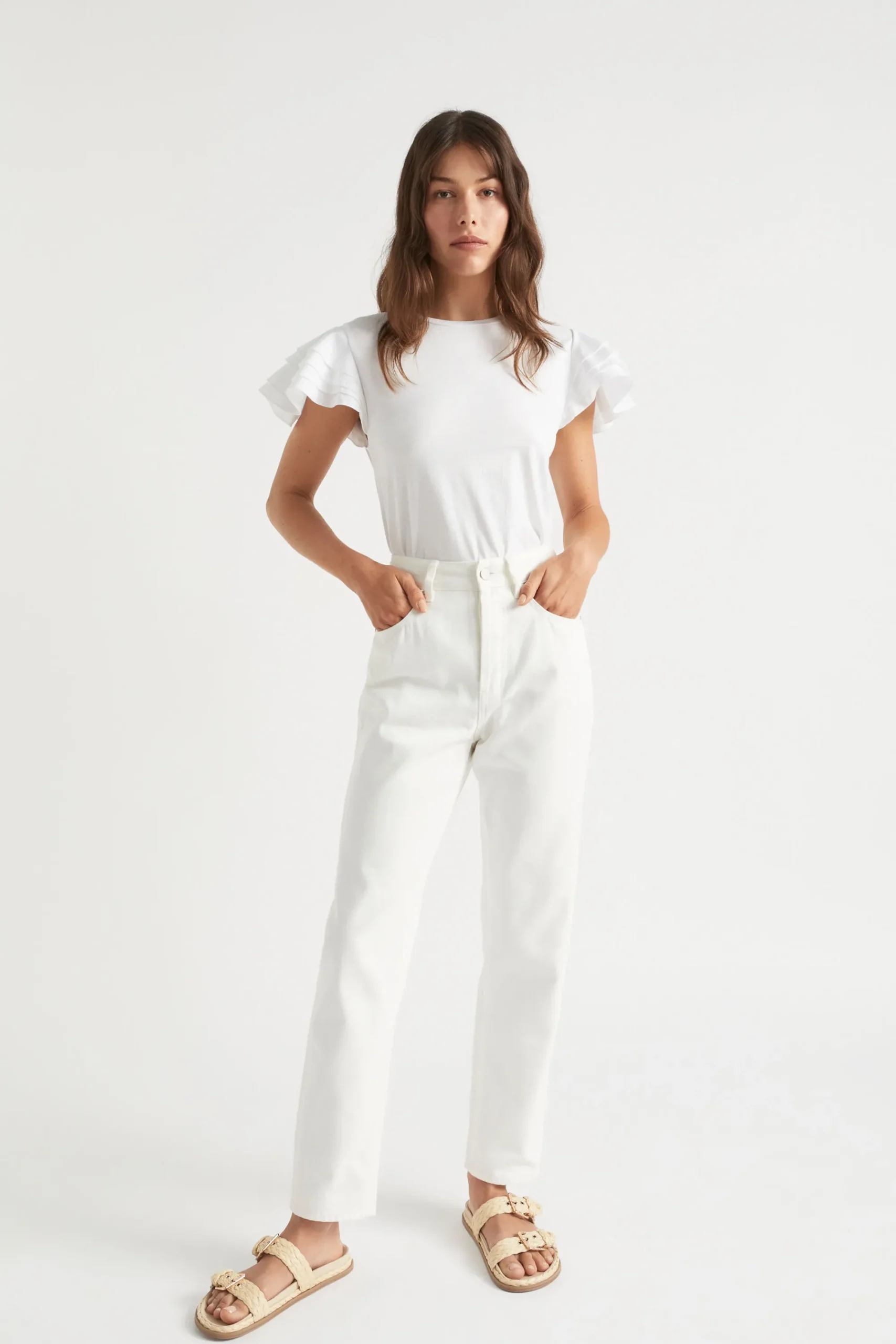 Woman Seed Heritage T-Shirts & Tops-Layered Flutter Sleeve Tee