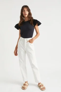 Woman Seed Heritage T-Shirts & Tops-Layered Flutter Sleeve Tee