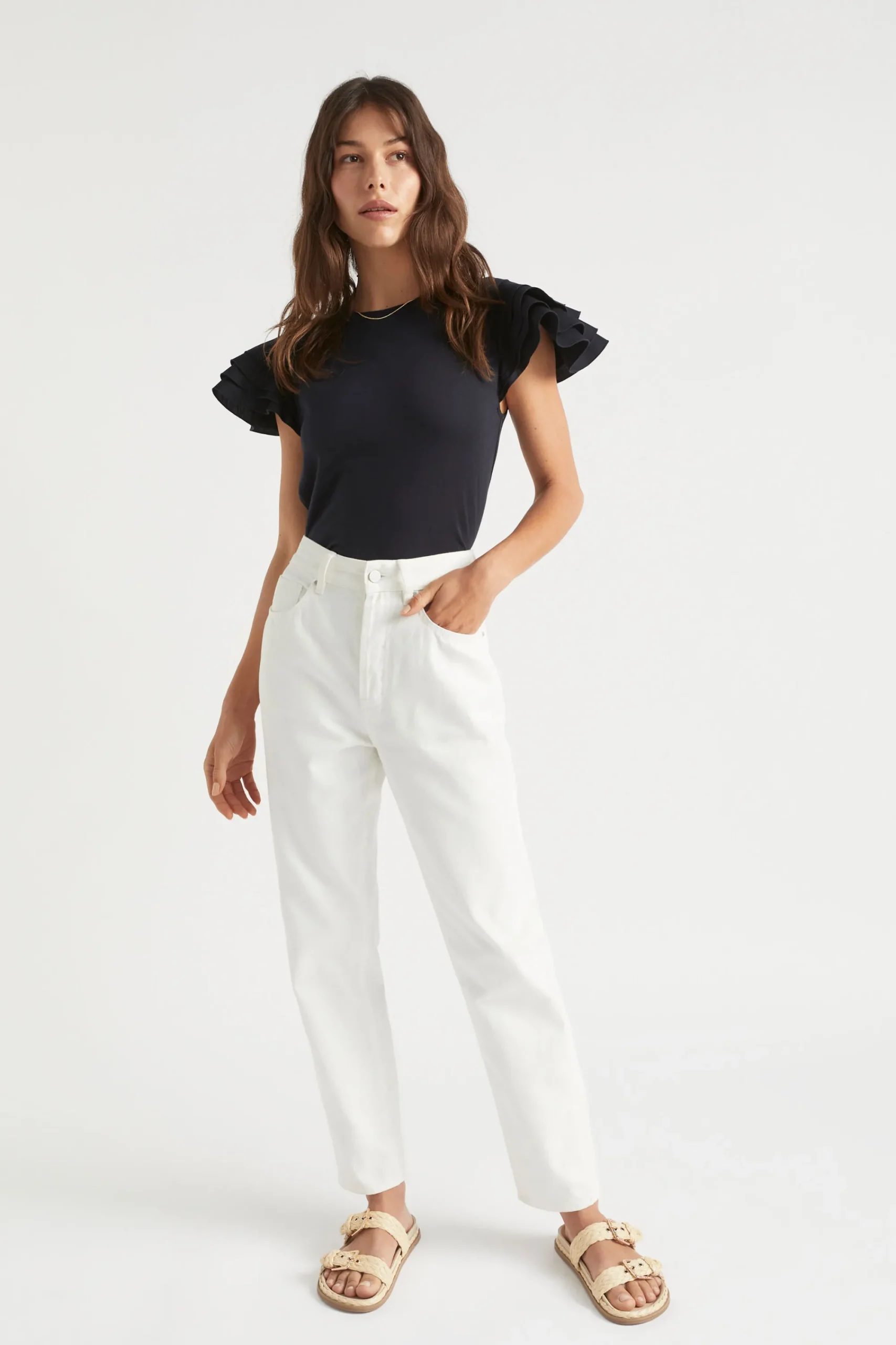 Woman Seed Heritage T-Shirts & Tops-Layered Flutter Sleeve Tee