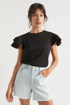 Woman Seed Heritage T-Shirts & Tops-Layered Flutter Sleeve Tee