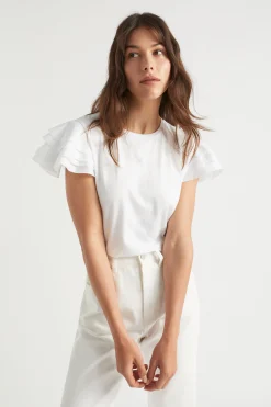 Woman Seed Heritage T-Shirts & Tops-Layered Flutter Sleeve Tee