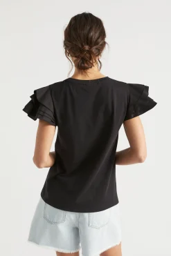 Woman Seed Heritage T-Shirts & Tops-Layered Flutter Sleeve Tee