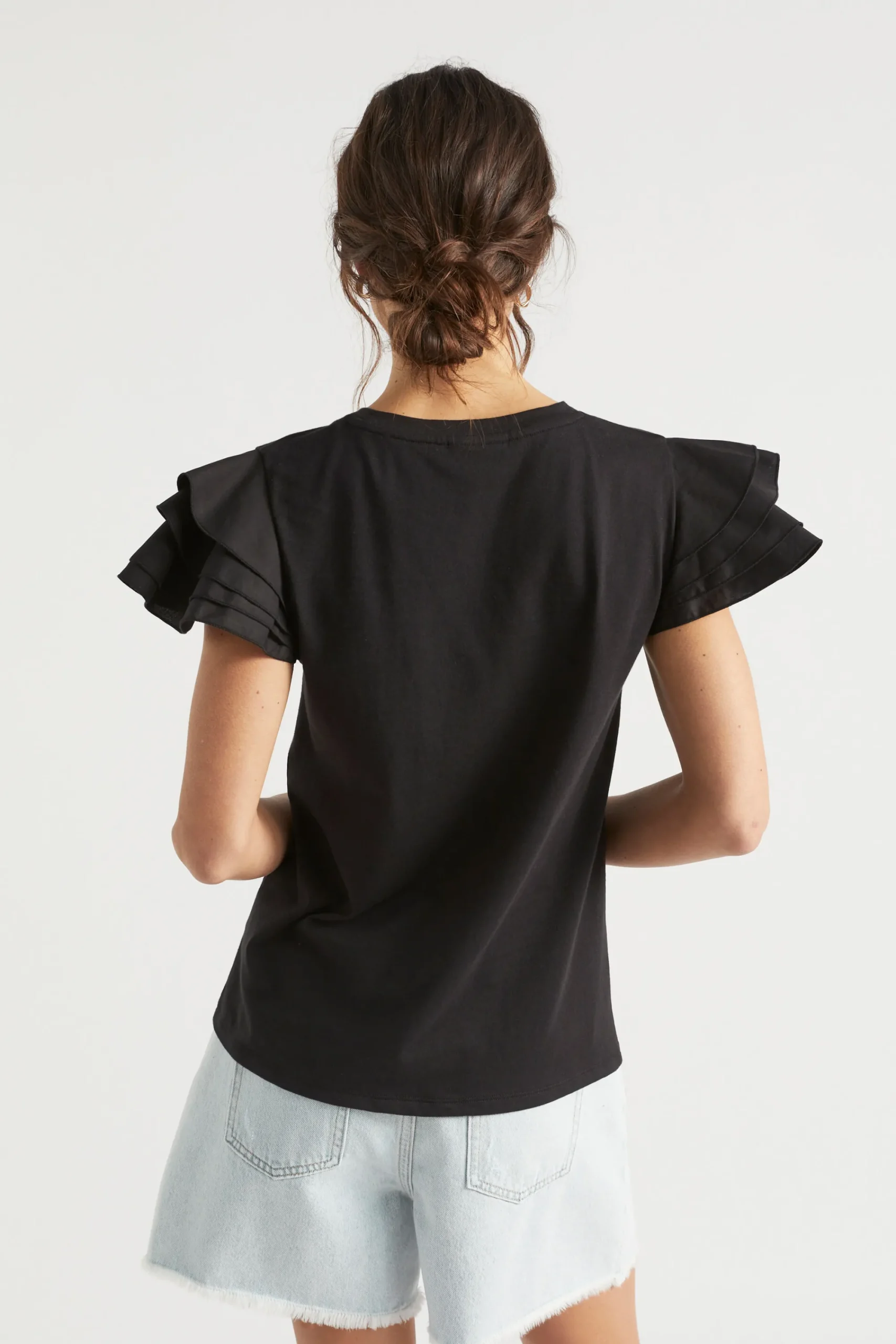 Woman Seed Heritage T-Shirts & Tops-Layered Flutter Sleeve Tee