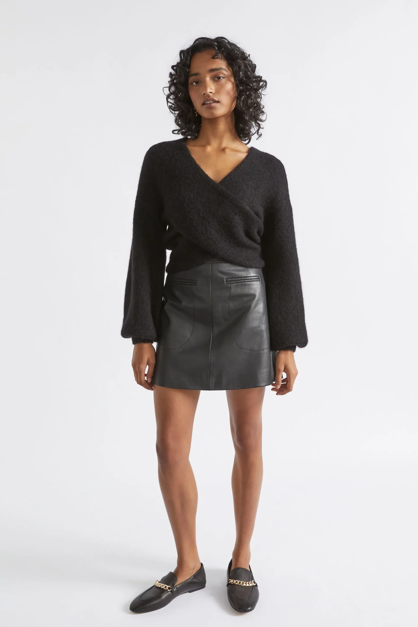 Woman Seed Heritage Skirts-Leather A Line Mini Skirt