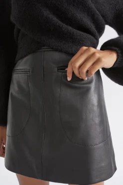Woman Seed Heritage Skirts-Leather A Line Mini Skirt