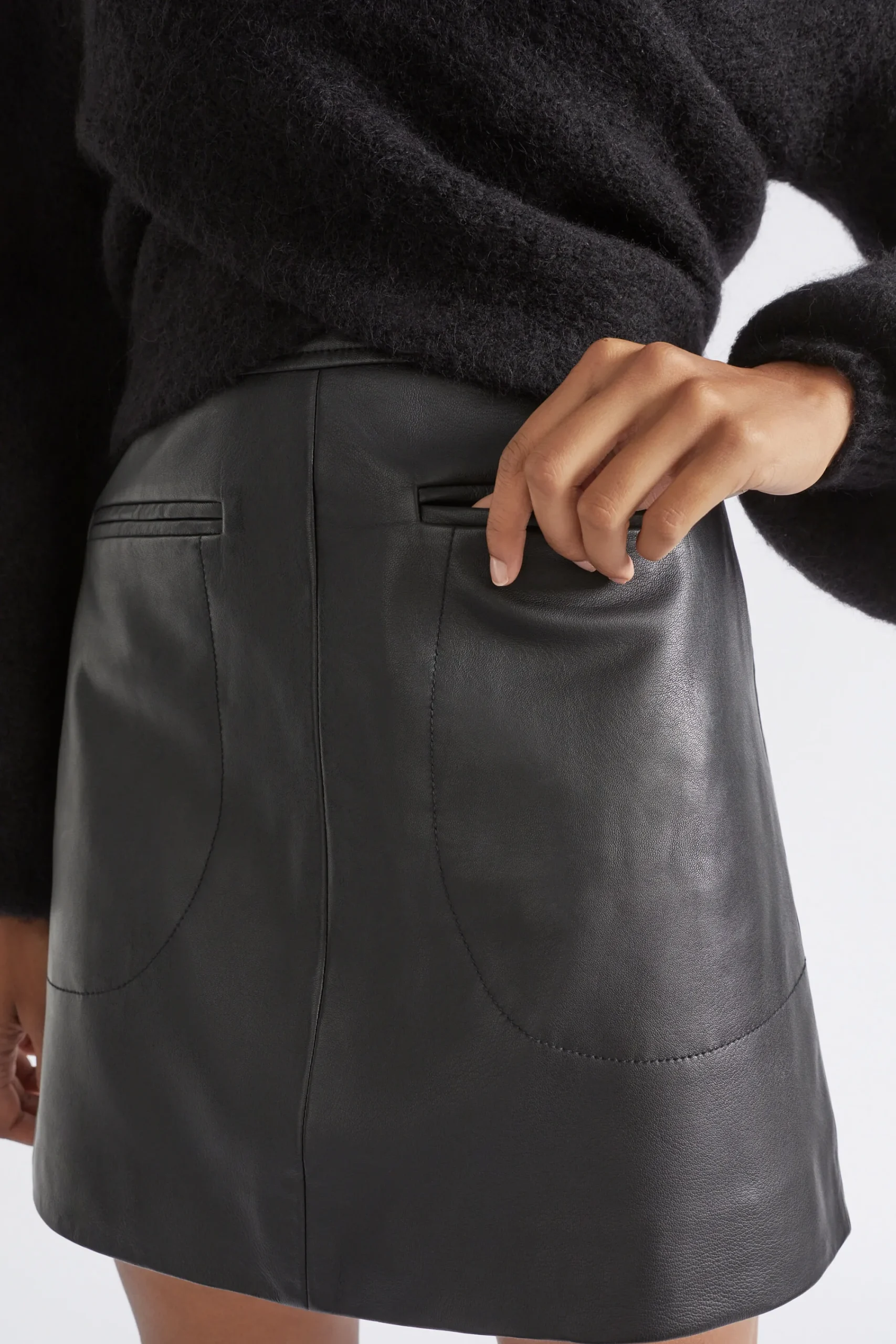 Woman Seed Heritage Skirts-Leather A Line Mini Skirt
