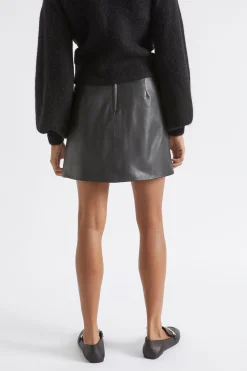 Woman Seed Heritage Skirts-Leather A Line Mini Skirt