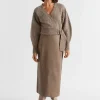 Woman Seed Heritage Skirts-Leather Straight Midi Skirt