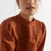 Woman Seed Heritage T-Shirts & Tops-Linen Blend Pintuck Blouse